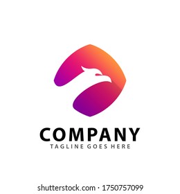 Abstract Eagle Square Head Icon Logo Design Vector Illustration Template