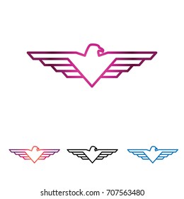 Abstract Eagle Wings in Line Art Outline Style