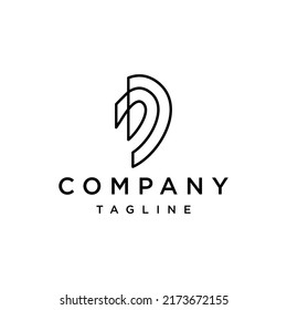 Abstract ear logo line art logo vector icon design