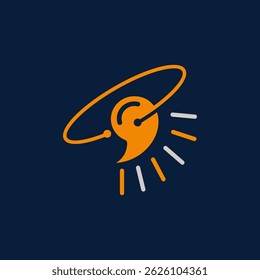 Abstract Ear Sound Waves Communication Logo Design