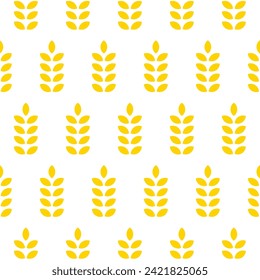 Abstract ears of wheat texture for wrapping paper, textile, wallpaper, prints. Seamless pattern with oats, wheat, grain, rice isolated on transparent background. Vector illustration.