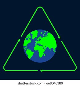 abstract earth ball and arrow circle concept save the world or recycle world health vector design