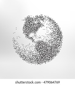 Abstract Earth Design - Small connected dots and lines forms our planet - Map of North and South America - United States, Canada, Mexico, Brazil, Peru