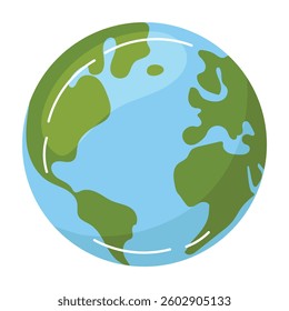 Abstract earth globe with continents and oceans isolated on white background. Flat world or planet icon. Vector illustration for apps, websites and Earth Day.