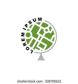 Abstract earth globe logo. emblem for travel agency. School Atlas 