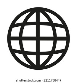 Abstract Earth globe. World planet. Ecology concept. Environment related isolated web icon. Logo design. Flat vector illustration in black and white.