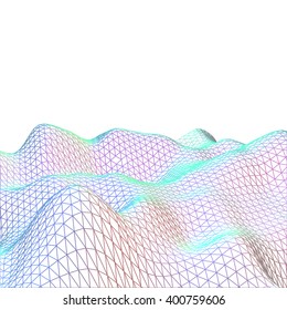 Abstract Earth landscape of colored grid