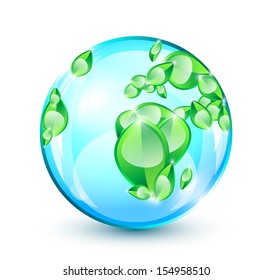 Abstract earth of leaves and blue water drop, EPS 10, isolated