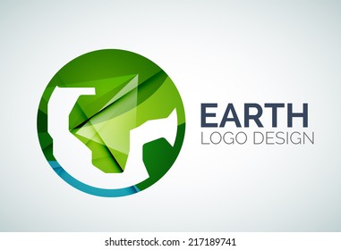 Resumen Diseño del logo de la Tierra hecho de piezas de color - varias formas geométricas