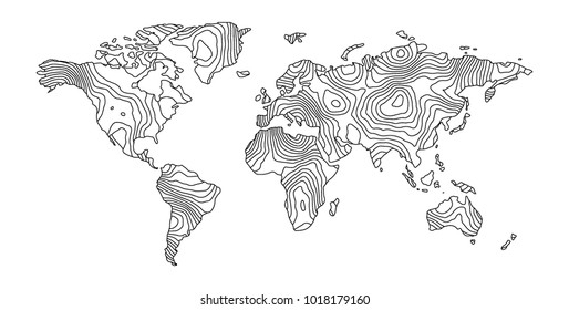 Abstract earth map consist of colorful stripes . Topographic spectrum pattern . Vector illustration .
