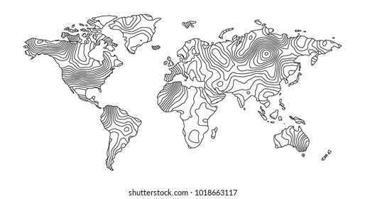 Abstract earth map consist of stripes . Topographic  pattern . Vector illustration .