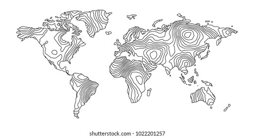 Abstract earth map consist of stripes . Topographic  pattern . Vector illustration .