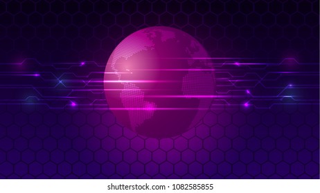 Abstract earth  on digital background. Illustration vector