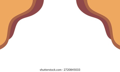 Fondo de borde superior de tono tierra Abstractas. Marco de cortina líquida boho marrón minimalista con espacio de copia. Moderna Plantilla de cabezazo bohemio. Marco ondulado minimalista.