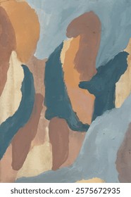 Abstract Earth Tones hand drawn watercolor painting