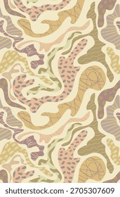 Formas orgánicas de tonos de tierra Abstractas de Vector sin patrón con Elementos de diseño modernos apagados suaves.