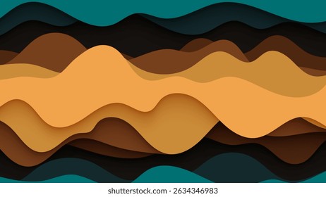 Abstract Earthy Paper Cut Layers Background with Blue Accents