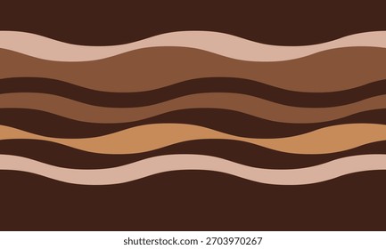 Padrão abstrato das ondas terrestres. Design sereno e orgânico em castanhos e beges calmantes, perfeito para fundos, têxteis ou branding. Evoca sentimentos de natureza, tranquilidade e calor.