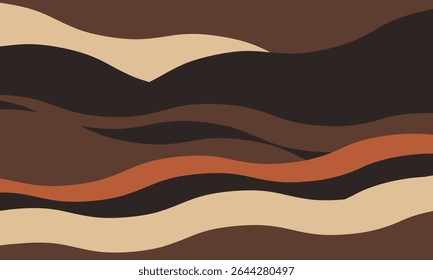Padrão abstrato das ondas terrestres.  Formas quentes e orgânicas em castanhos e cremes silenciados criam um design calmante e minimalista perfeito para marcas, sites ou mídias sociais.