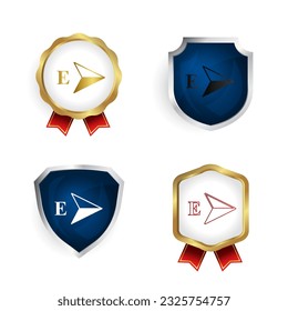 Resumen de la insignia oriental y la colección de etiquetas, se pueden utilizar para diseños de negocios, de presentación o para cualquier diseño adecuado.