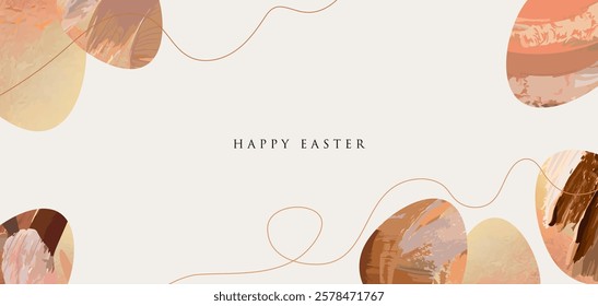 Abstract Easter Background, aesthetic painted art style design with Easter eggs. Vector illustration