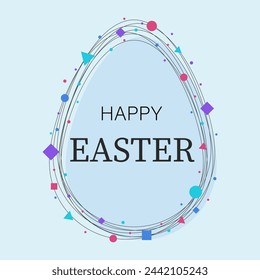 Abstract Easter background with egg. Concept of a greeting card with geometric shapes. Vector illustration