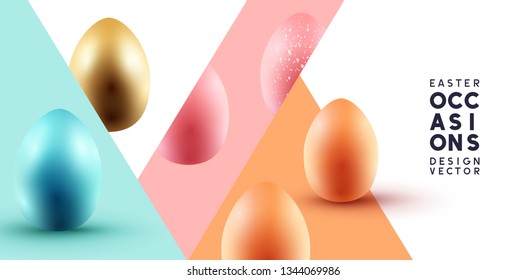 Abstract Easter background with various easter Eggs. Vector illustration.