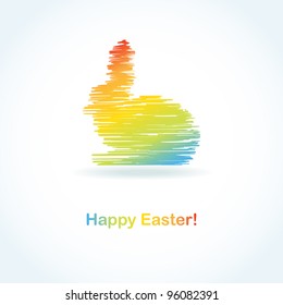 Abstract easter card with cute bunny