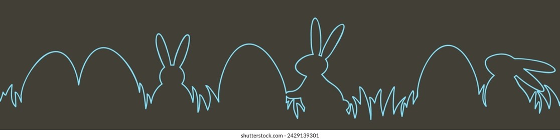 Abstract Easter decoration. Design of Easter eggs and bunnies. Panoramic header. Vector illustration