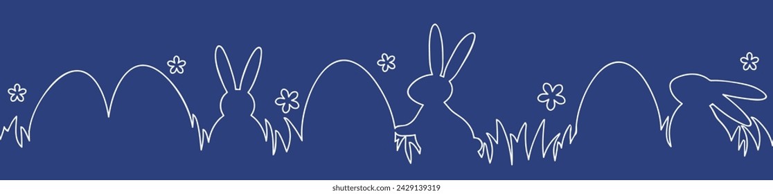 Abstract Easter decoration. Design of Easter eggs and bunnies. Panoramic header. Vector illustration