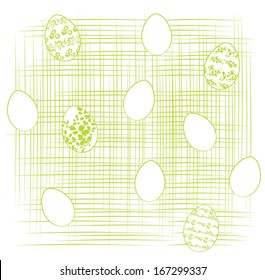 Abstract Easter Decoration With Eggs Over White Background