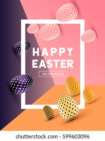 Un diseño abstracto de Pascua con efectos 3D y espacio para promociones / mensajes de vacaciones.Ilustración vectorial