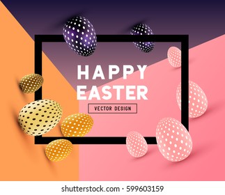 An abstract Easter Design with 3D effects and room for promotion / holiday messages.Vector illustration