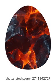 Abstract Easter egg filled with cosmic nebulae, galaxy light, fiery lava, and celestial textures. Concept of rebirth, the universe, creation, and transformation.