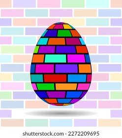 Abstract Easter egg of futuristic spirales of colorful lines, bright multicolored background