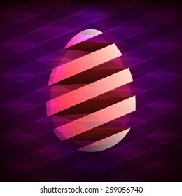 abstract easter egg graphics designed as a swirl around egg shape vector illustration on purple violet triangular background