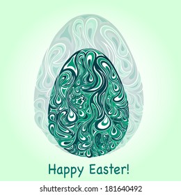 Abstract Easter egg of green color