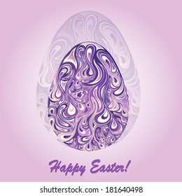 Abstract Easter egg of lilac color from patterns