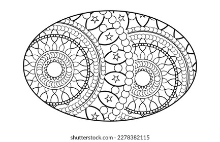 Abstract easter egg on white background. Coloring page for children and adult.Vector illustration.