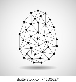 Abstract Easter egg polygonal shape, network connections, vector illustration