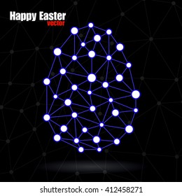 Abstract Easter egg polygonal shape, network connections, vector illustration