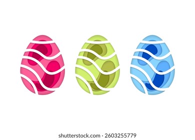 abstract easter egg vector made in colorful layered papercut style