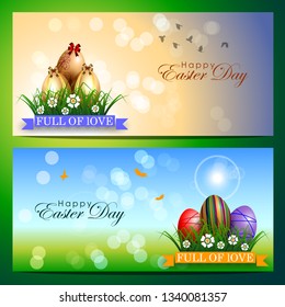 Abstract of Easter eggs. Banner and Background Template. Vector and Illustration, EPS 10