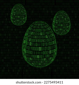 Abstract Easter eggs with binary code inside. Happy Easter