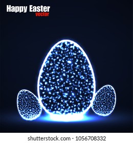 Abstract Easter eggs with glowing particles. Vector