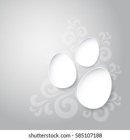 Abstract easter eggs on gray background with pattern. EPS10 vector.