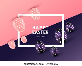 An abstract Easter Frame Design with 3D effects and room for promotion / holiday messages. Vector illustration