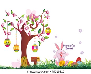 abstract easter garden concept background, vector illustration