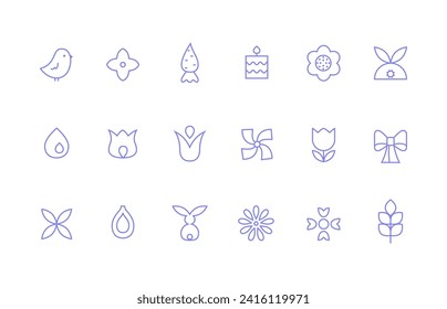Abstract easter geometric icons. Minimalist line spring holiday symbols, elements. Vector easter illustrations set.