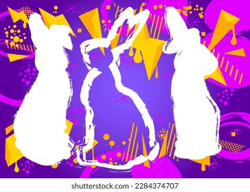 Abstract Easter Graffiti background. Modern street art holiday decoration backdrop, performed in urban painting style.